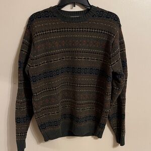 Vintage LL Bean Crewneck Sweater Fair Isle Inspired Men’s Medium 100% Cotton